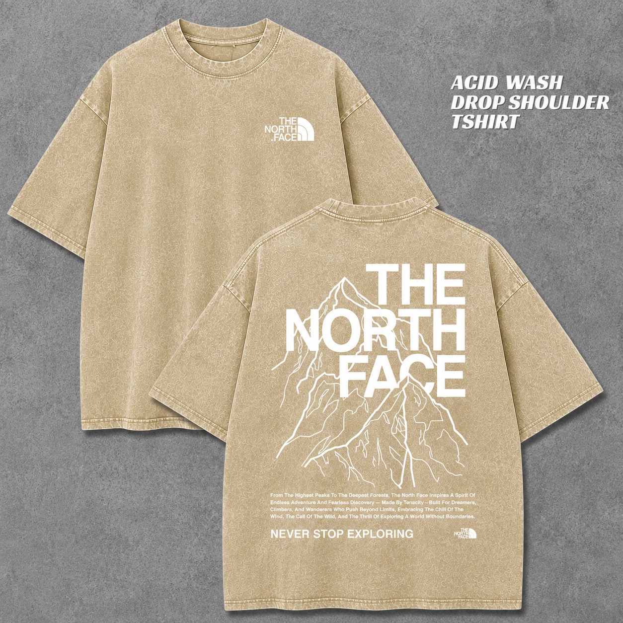 Premium Acid Wash Drop Shoulder T-Shirt - Slide 4