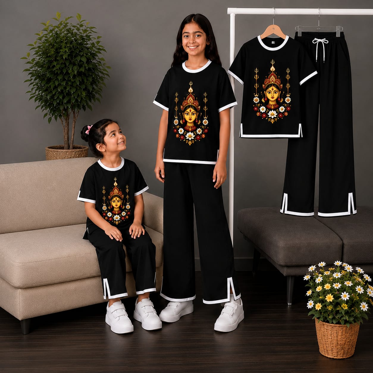 Kids Puja Tshirt and Pant Set - Slide 2