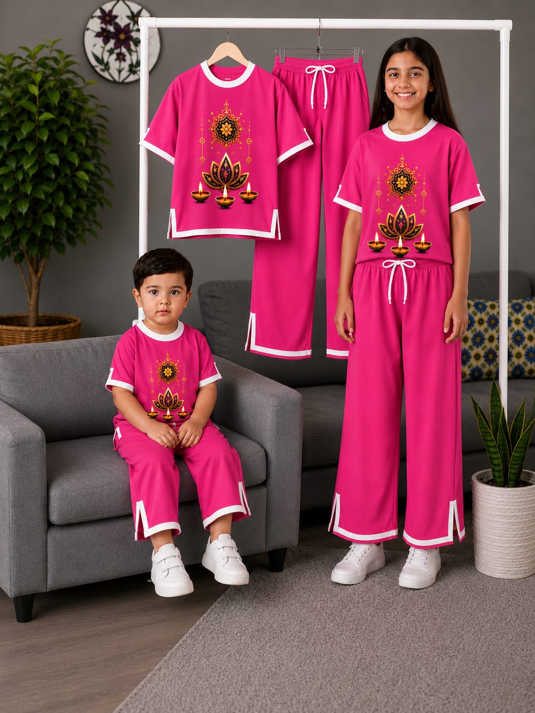 Kids Puja Tshirt and Pant Set - Slide 2